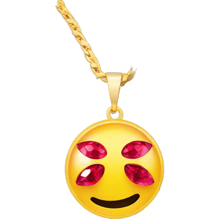 big emoji ruby on a necklace tear closeup chain laid big emoji necklace  emoji