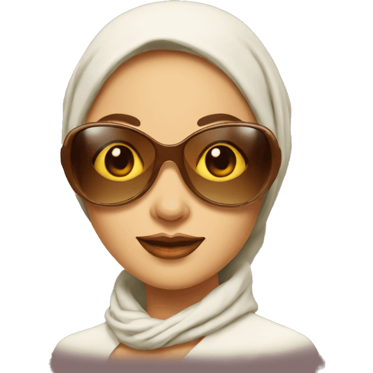 1960s woman with headscarf and sunglasses emoji