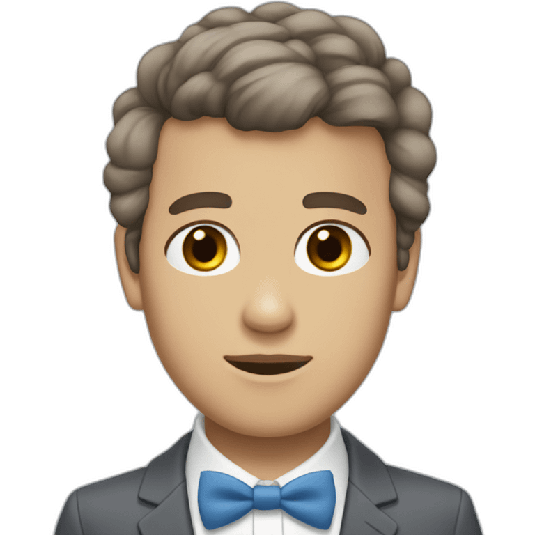 white jehovahs witmess with brown gray short hair blue bow tie emoji