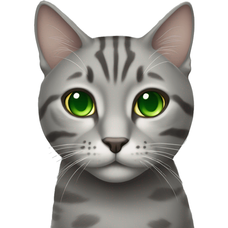 grey tabby cat with green eyes emoji