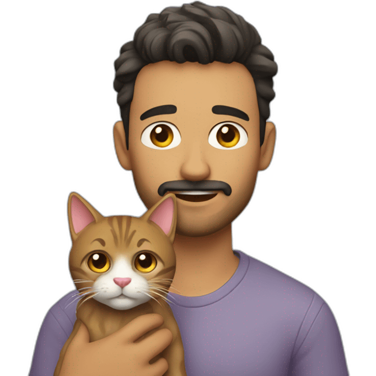 Chico barbudo con un gato emoji