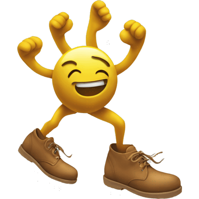 Smiley face with kicking feet emoji