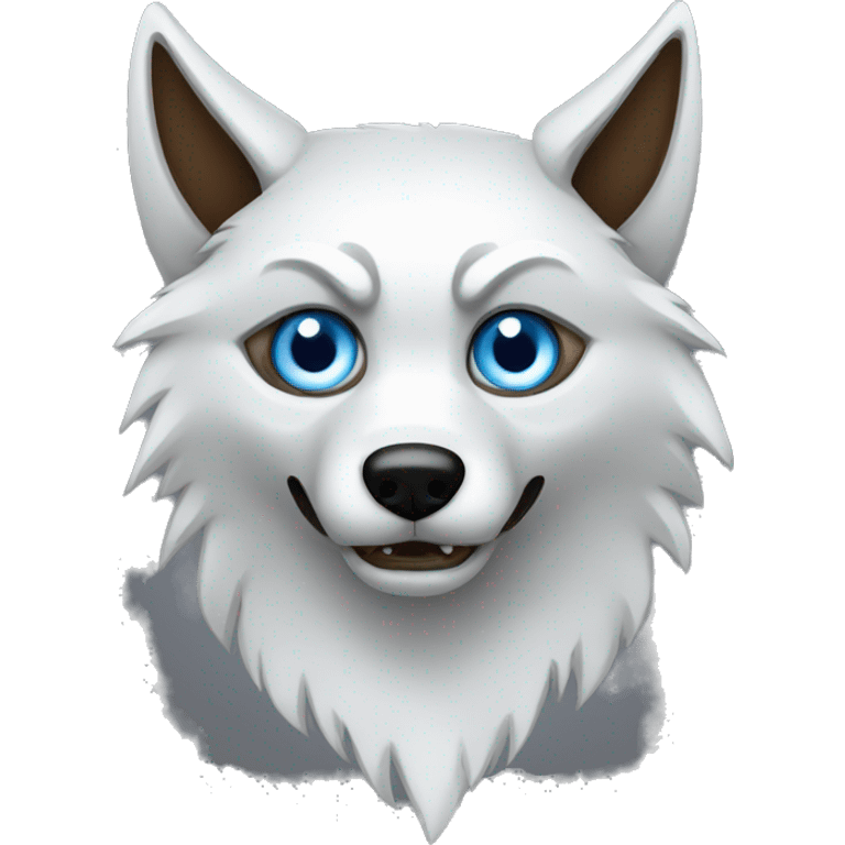 scary wolf with one blue eye and one brown eye; with candle stick pattern  emoji