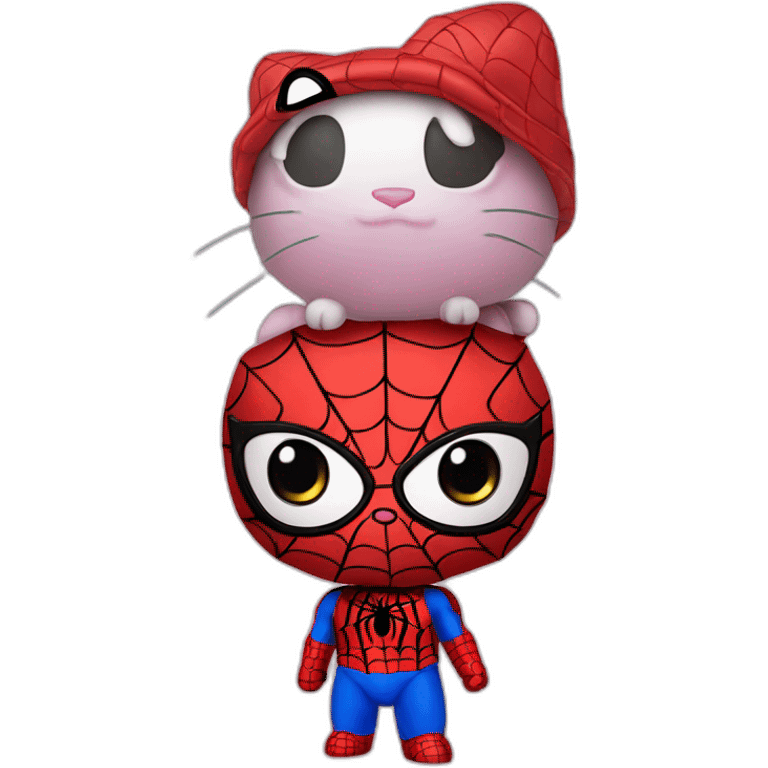 Hello kitty with a spider man cap (very cute) emoji