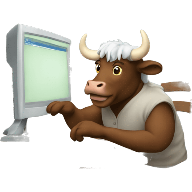 The ox is working on computer emoji