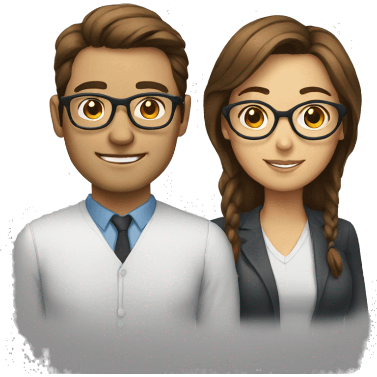 Man with glasses and woman with brown hair emoji