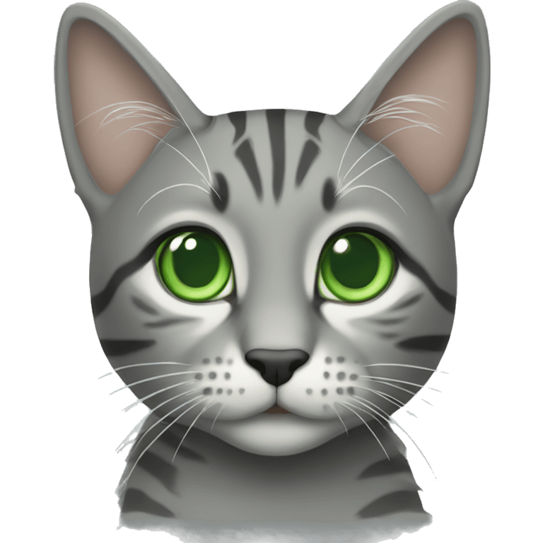 Grey tabby with green eyes  emoji