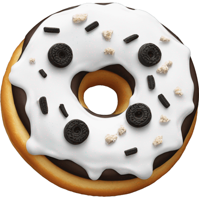 Frosted donut with crushed Oreos emoji