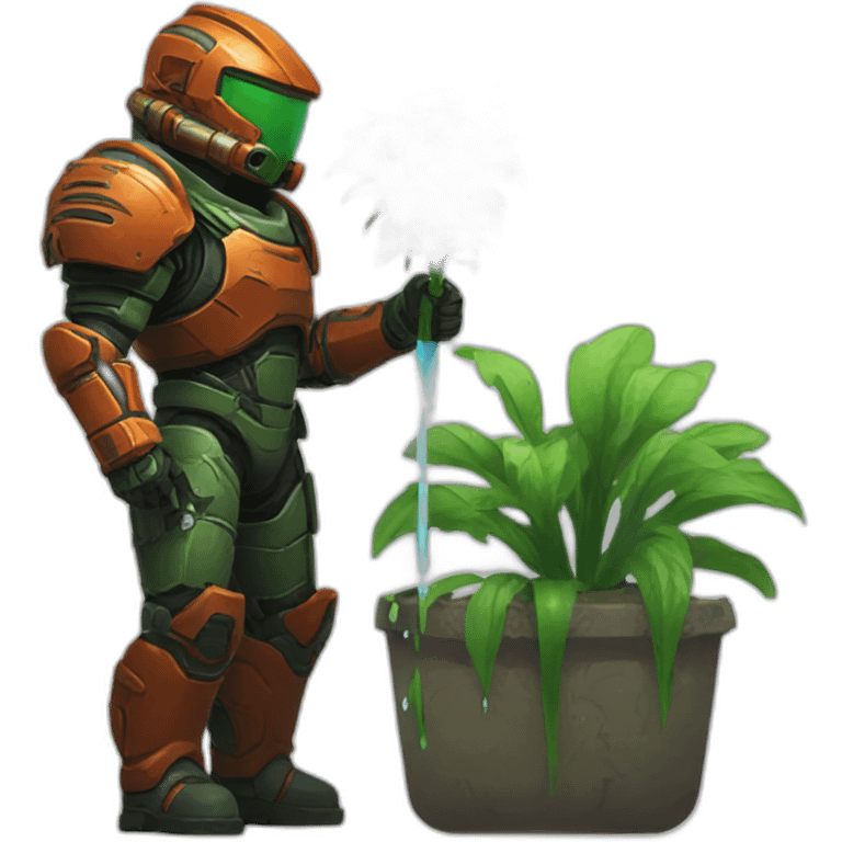 Doom slayer watering plants emoji