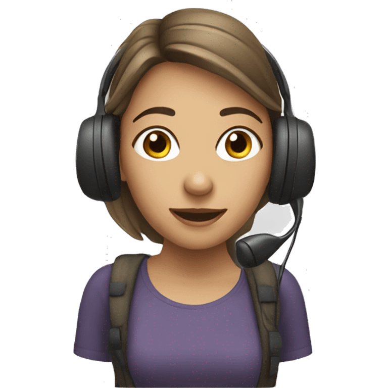 A young woman calling with a headset emoji