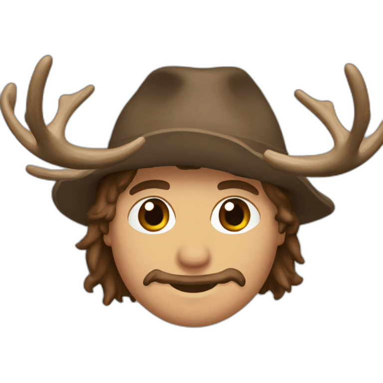 italian Man Cap brown eyes with Moose antlers emoji