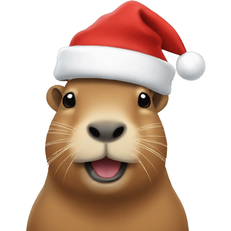 capybara with a Christmas cap emoji