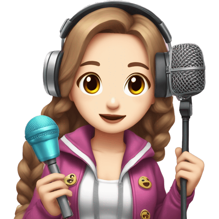 Nayeon from twice with the fancy era outfit and a headset microphone  emoji