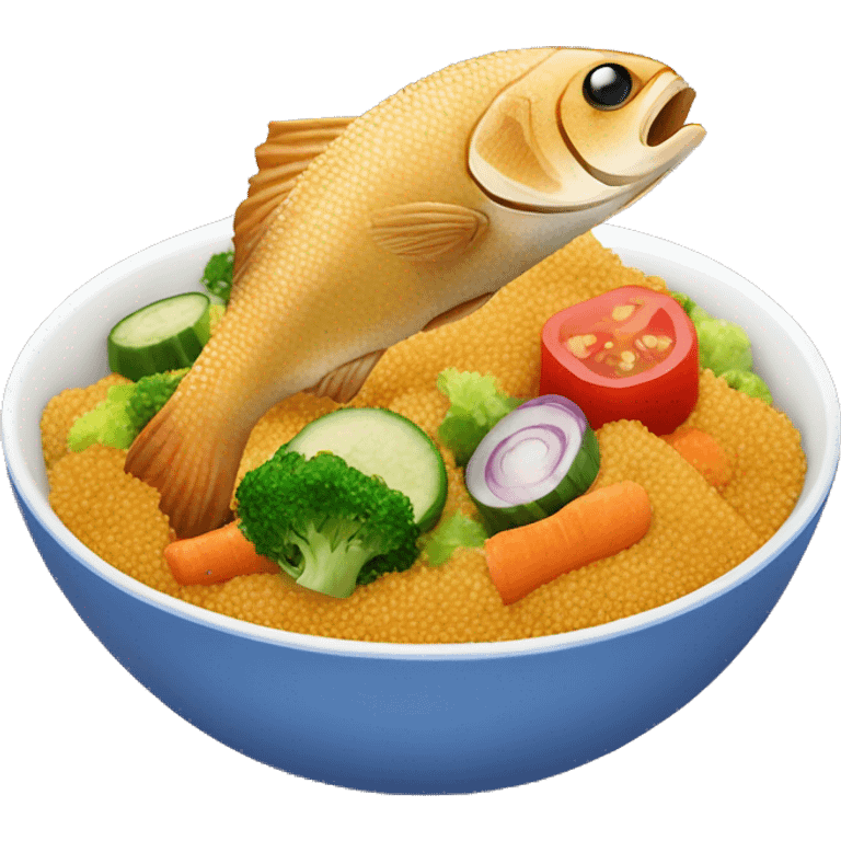 Couscous fried fish and vegetables  emoji