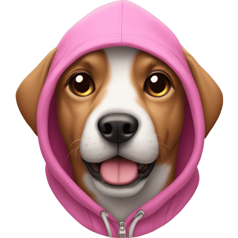 Dog wearing a pink hoodie emoji