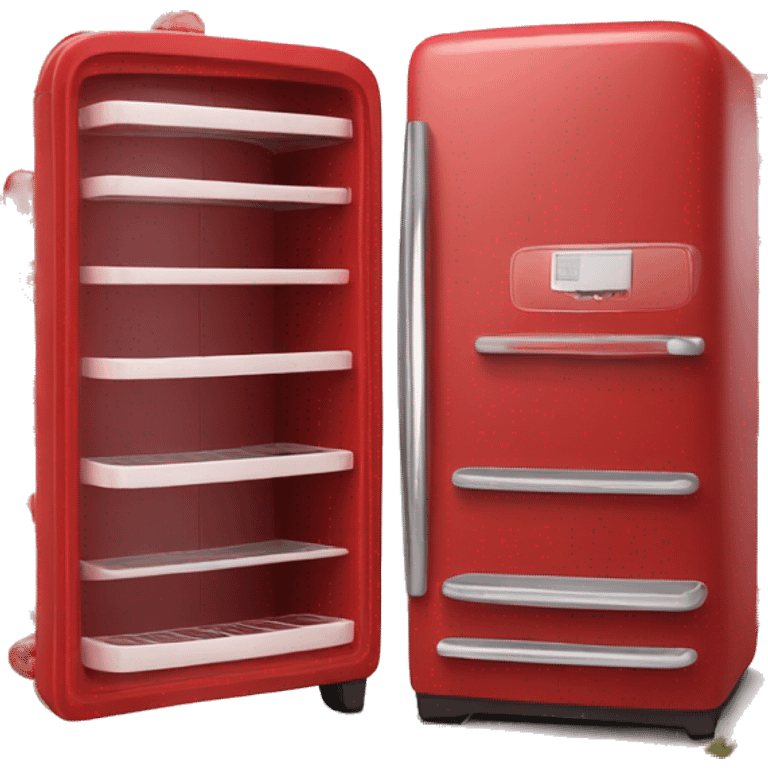 Realistic red fridge isolated. emoji