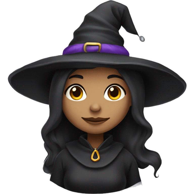 a cute female witch with lighter skin wearing a traditional conical witch hat emoji