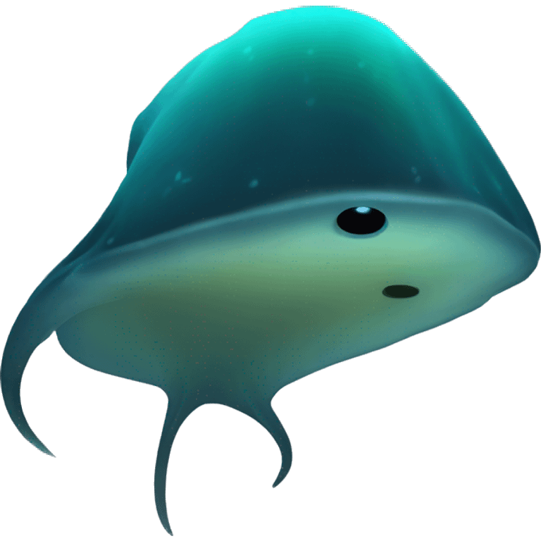 Bioluminescence around stingray silhouette  emoji