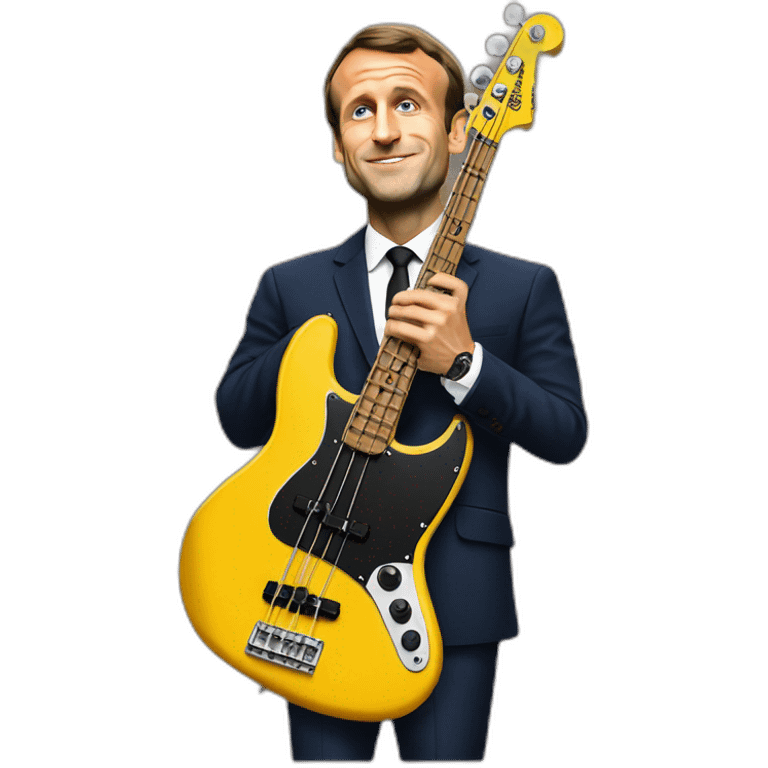 Emmanuel Macron playing Fender Jazz bass emoji