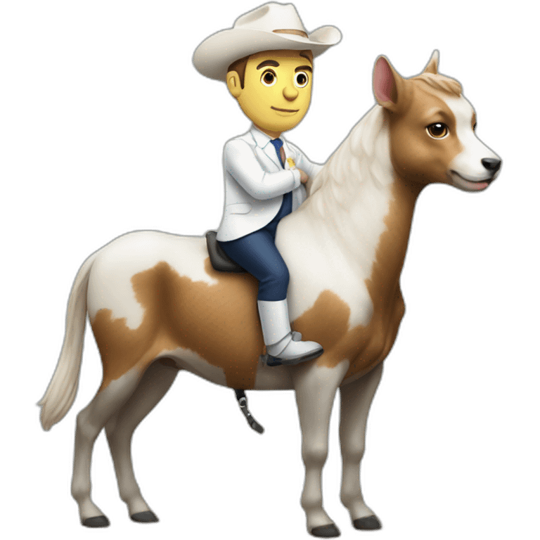 Macron sur un chien sur un chat sur une vache emoji