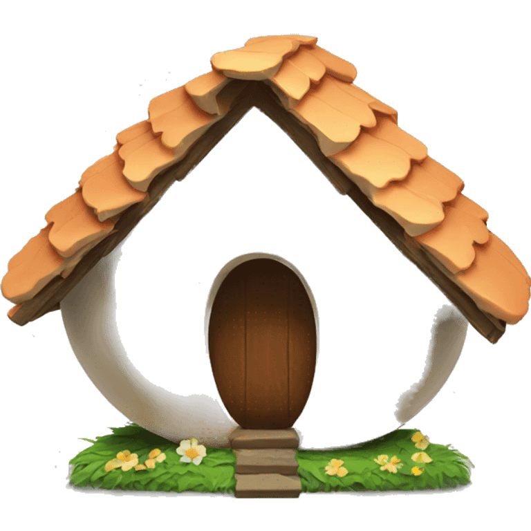 Egg house with egg bow emoji