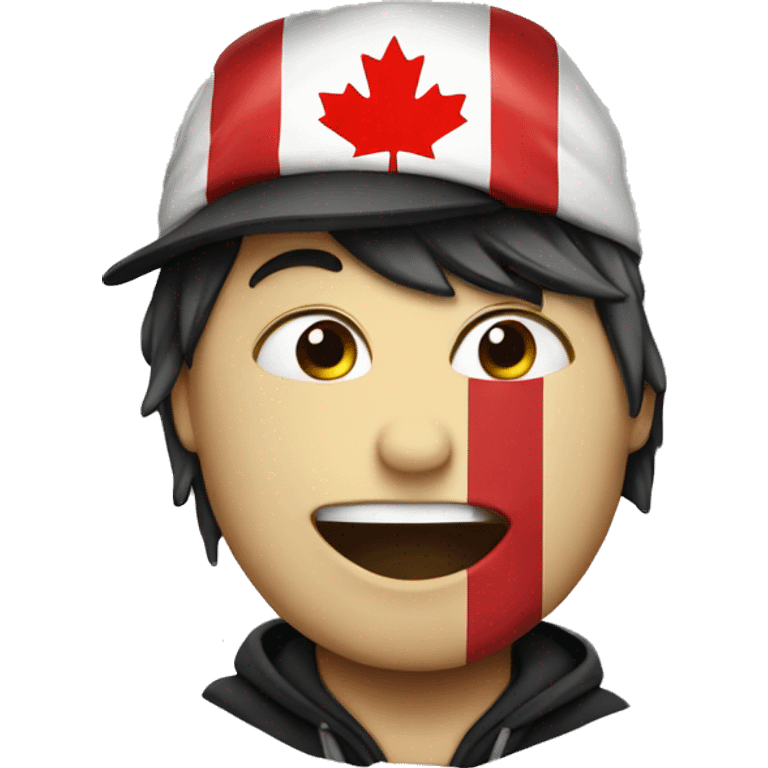 emo face happy with canadian flag emoji