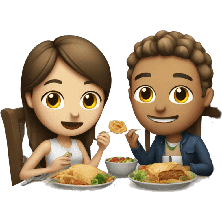 Boyfriend and girlfriend eating dinner emoji