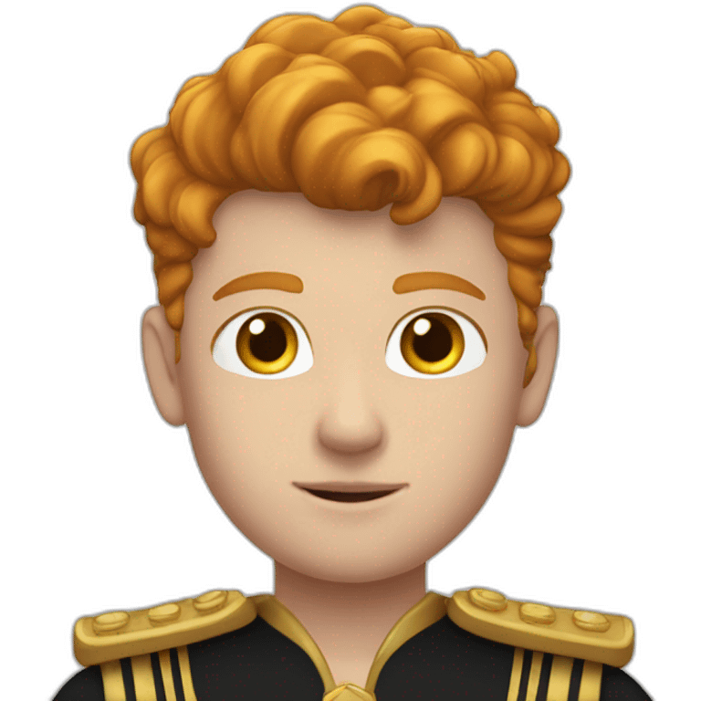 A 15yo ginger male in royal black and gold uniform on him emoji