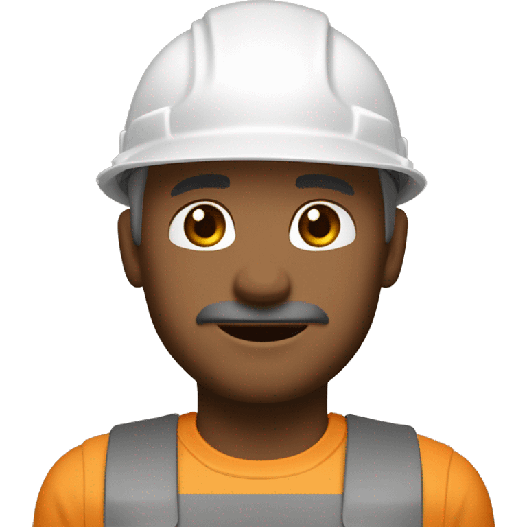 construction worker, full head shot, 3/4 view of face, white hard hat, male, adult, slight stubble, weathered skin, strong jawline, clear eyes visible, color palette: white (hard hat), warm beige (skin tones), cool grays and browns (shadows and details) emoji