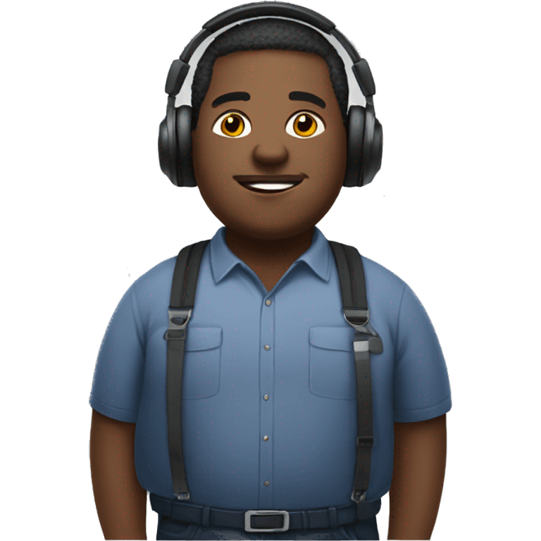 Chubby Black dad worker with headphones emoji