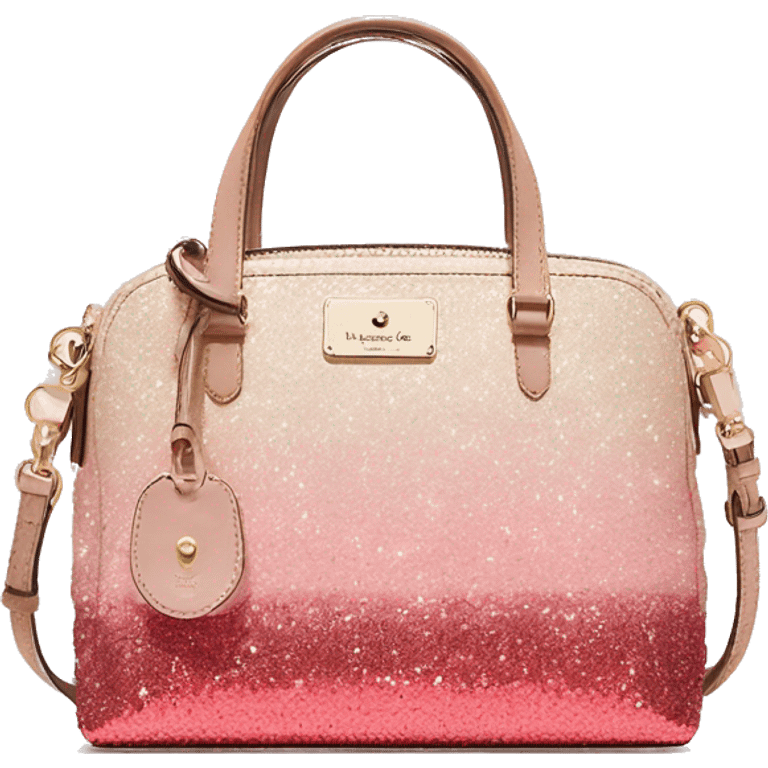 Realistic blush pink to tan ombre glitter kate spade satchel purse. emoji