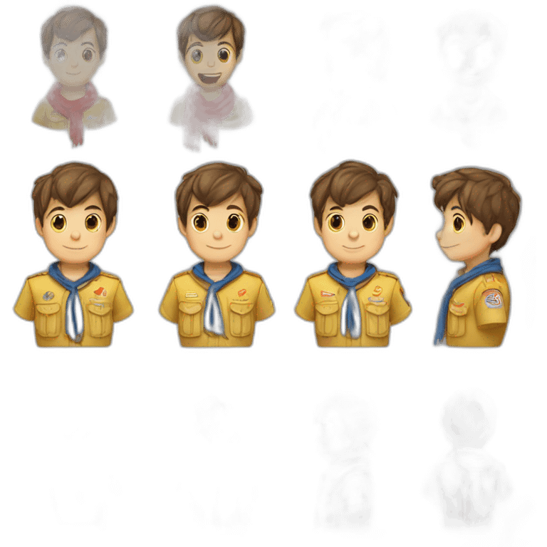 Scout boy with a RED ans YELLOW knotted scarf ans à blue scout shirt emoji