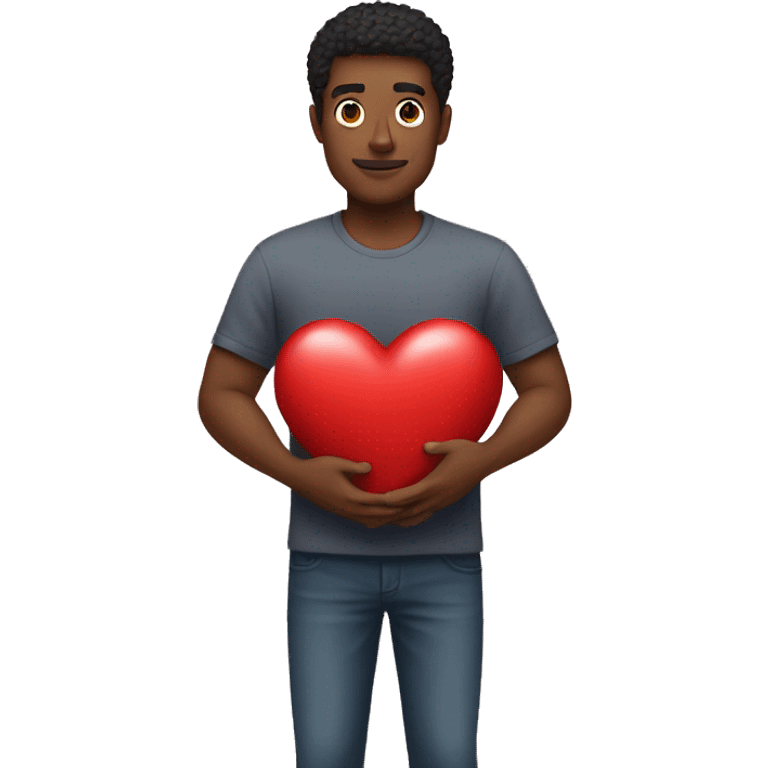 Man holding a massive heart  emoji