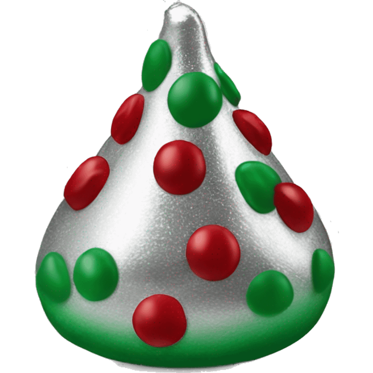  3 Red, green and silver Hershey Kiss candy emoji