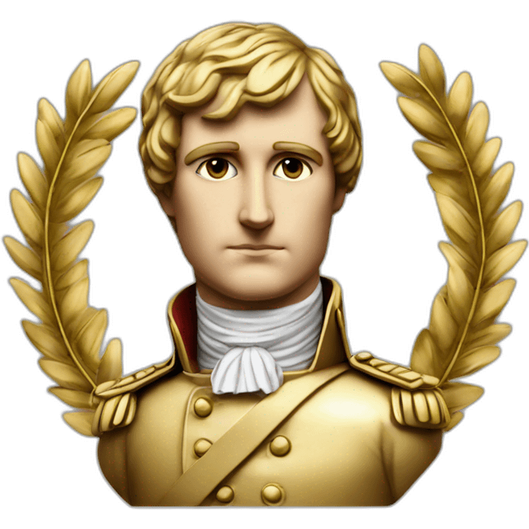 Laurel wreath on short hair serious napoleon bonaparte golden statue emoji