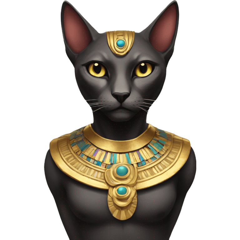 Egyptian cat god with mean look emoji