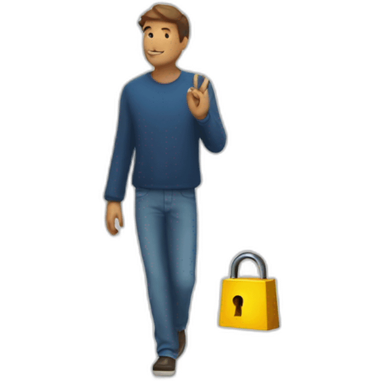 a man walking into a key lock portal emoji