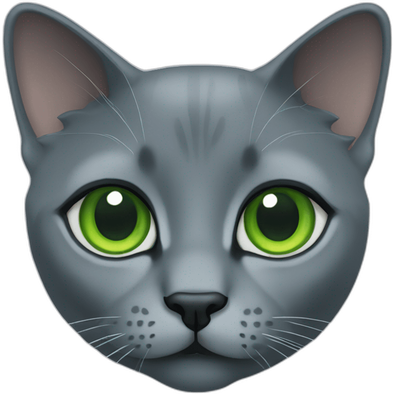 Russian blue cat face with green eyes emoji