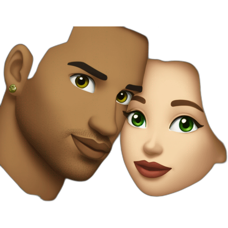 kiss-kiss romeo santos and girl green eyes and very long dark blond hair emoji