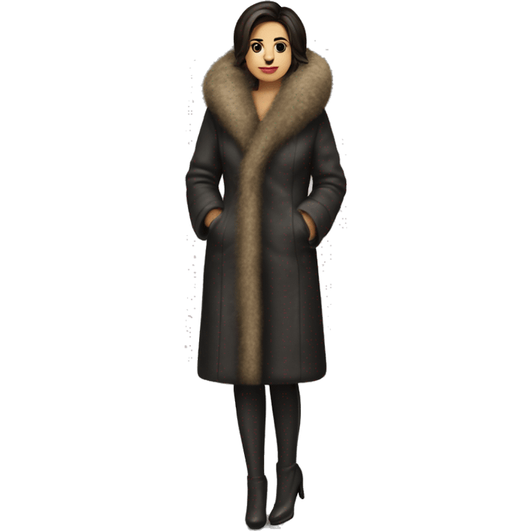 Realistic brunette mob wife full body fur coat emoji