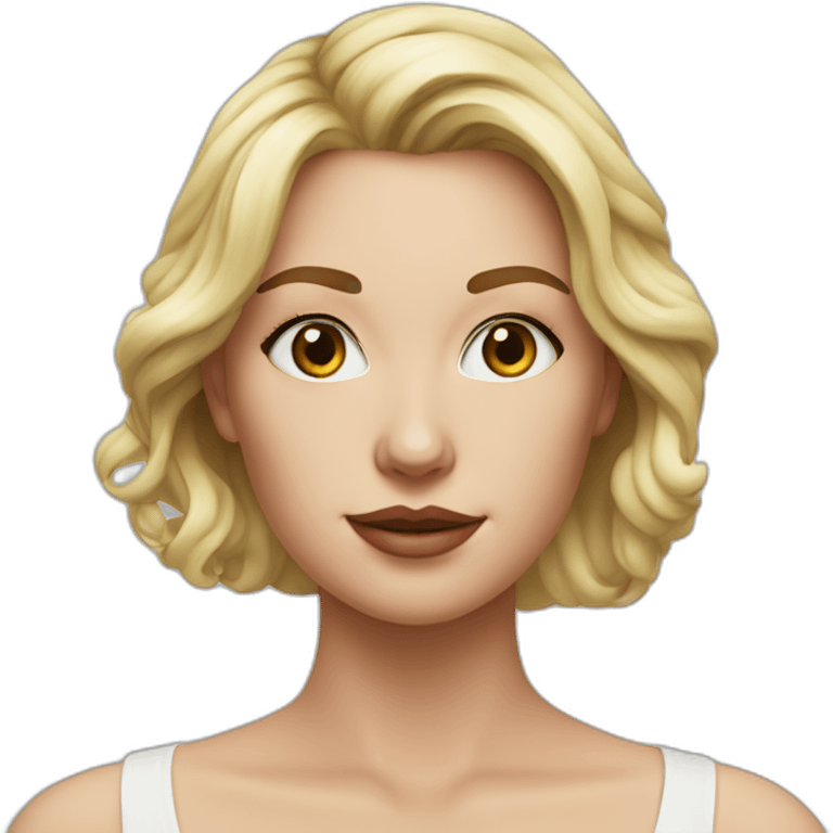 hyperrealistic caucasian woman white v-neck strapless emoji