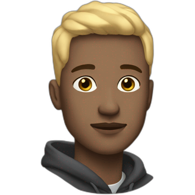 Aesthetic fair complex man with fade haircut wearing hoodie with airpods emoji