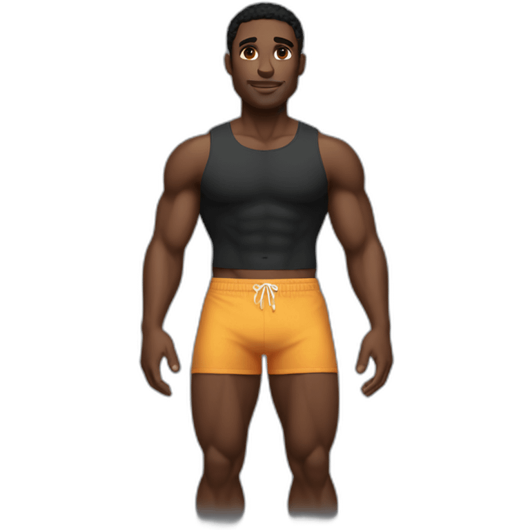 soft muscular black man in boxer (beach body) emoji