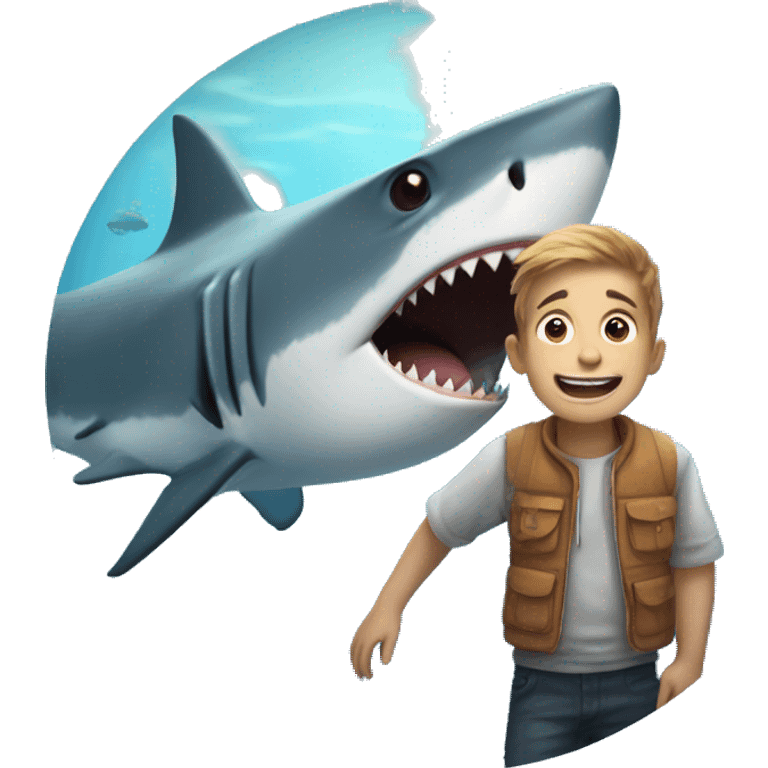 Shark with human boy emoji