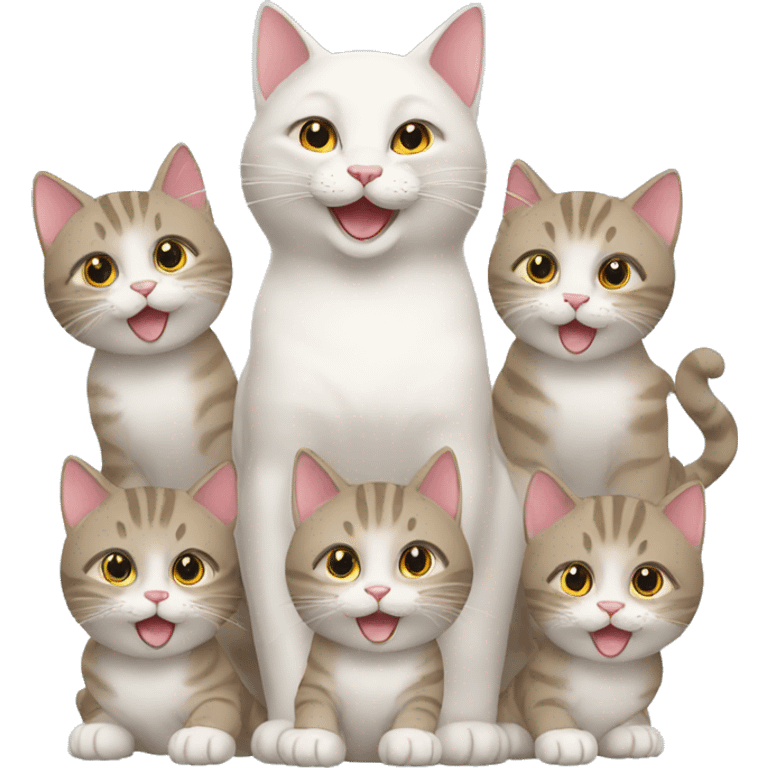 happy cat with seven kittens emoji