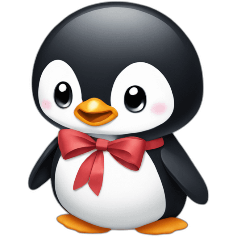 Penguin with a bow emoji