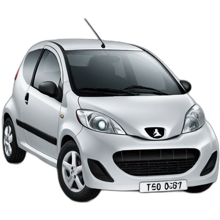 Une Peugeot 107 avec des yeux et une bouche emoji