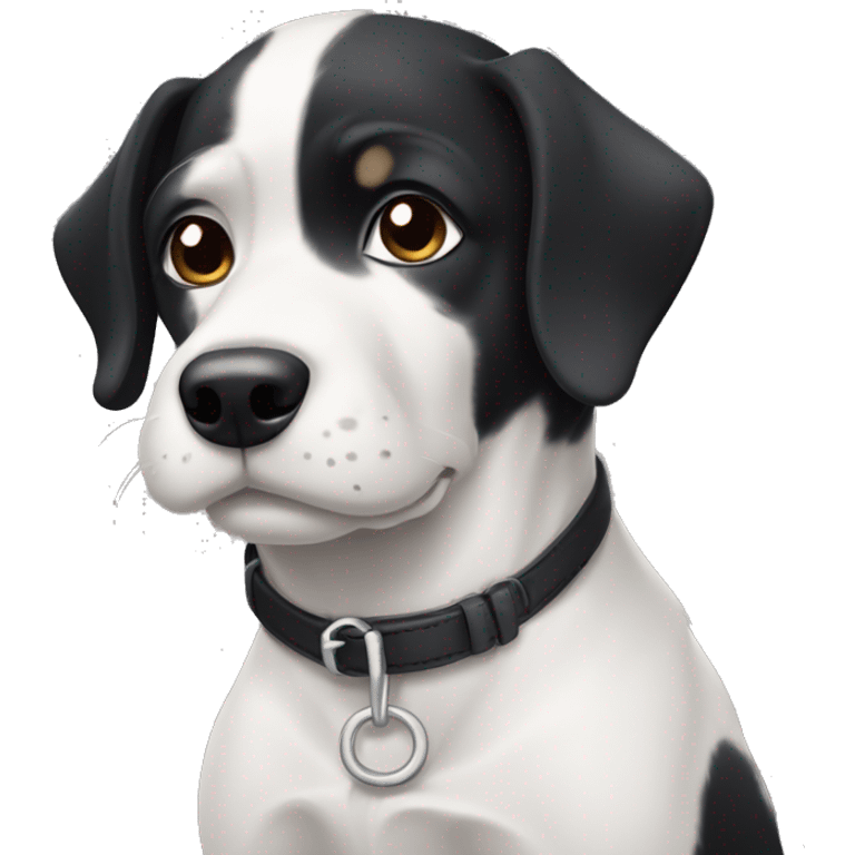 short haired black and white dog with short floppy ears emoji