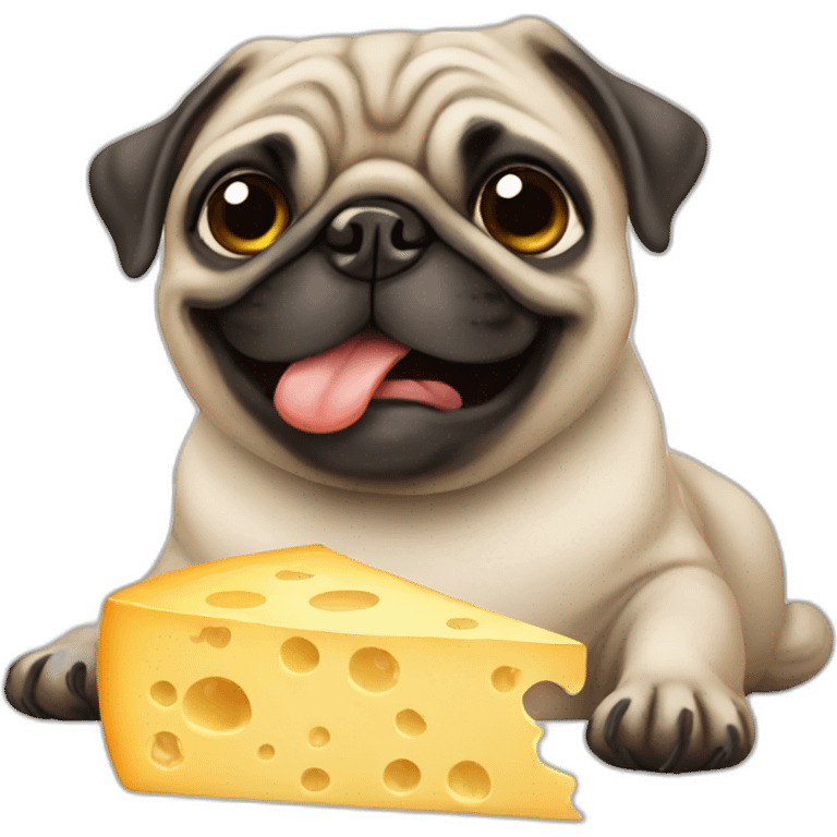 Pug eating cheese emoji