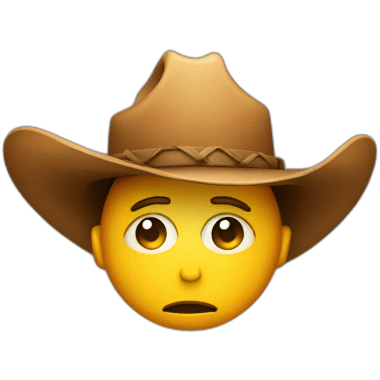 sad face with a cowboy hat, head emoji